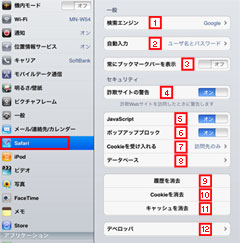 iPad2でSafariの設定を行なう