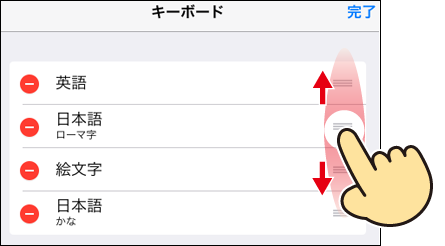 iPadのキーボード一覧の並び順を変更