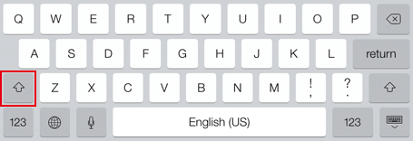 iPad Air/iPad miniのShiftキーは[↑]